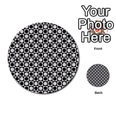 Modern Dots In Squares Mosaic Black White Multi-purpose Cards (round)  by EDDArt