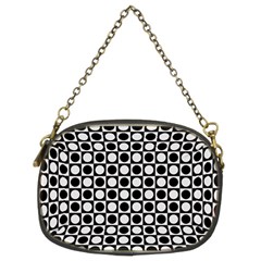 Modern Dots In Squares Mosaic Black White Chain Purses (two Sides)  by EDDArt