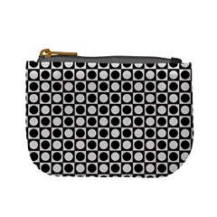 Modern Dots In Squares Mosaic Black White Mini Coin Purses by EDDArt