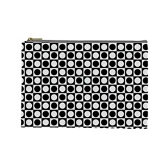 Modern Dots In Squares Mosaic Black White Cosmetic Bag (large)  by EDDArt