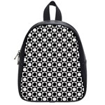 Modern Dots In Squares Mosaic Black White School Bags (Small)  Front