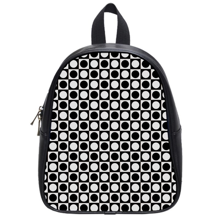 Modern Dots In Squares Mosaic Black White School Bags (Small) 