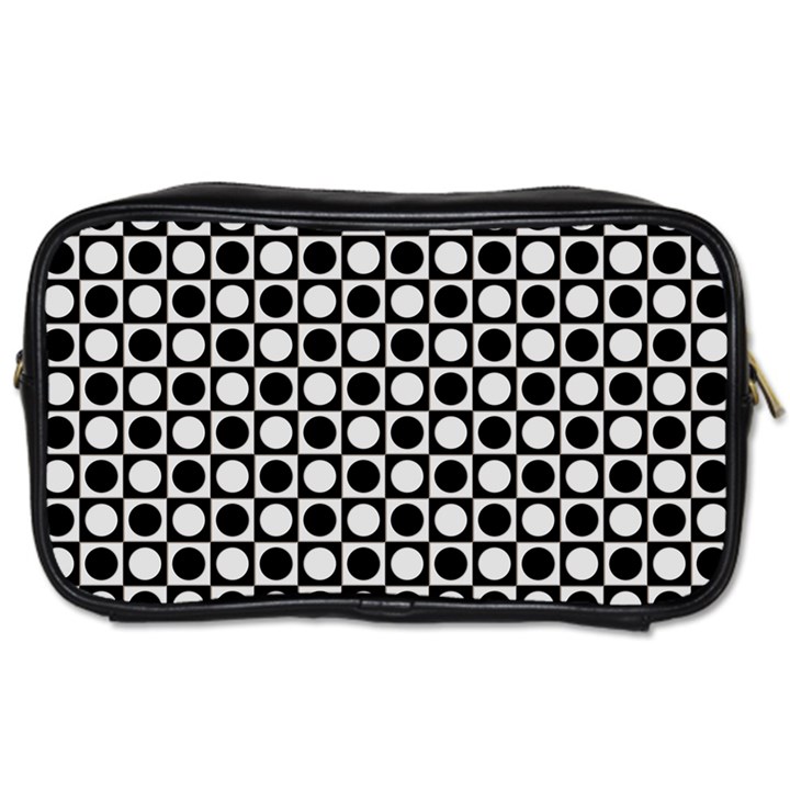 Modern Dots In Squares Mosaic Black White Toiletries Bags