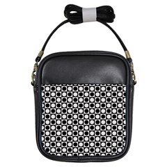 Modern Dots In Squares Mosaic Black White Girls Sling Bags