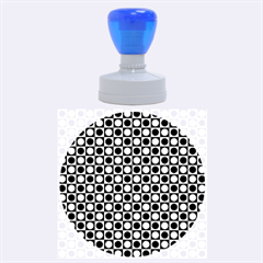 Modern Dots In Squares Mosaic Black White Rubber Round Stamps (large) by EDDArt