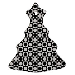 Modern Dots In Squares Mosaic Black White Christmas Tree Ornament (2 Sides) by EDDArt