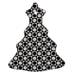 Modern Dots In Squares Mosaic Black White Christmas Tree Ornament (2 Sides) Front