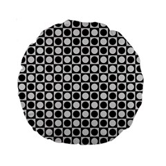 Modern Dots In Squares Mosaic Black White Standard 15  Premium Round Cushions by EDDArt