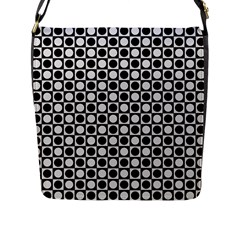 Modern Dots In Squares Mosaic Black White Flap Messenger Bag (l)  by EDDArt