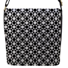 Modern Dots In Squares Mosaic Black White Flap Messenger Bag (s) by EDDArt