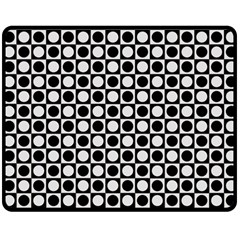 Modern Dots In Squares Mosaic Black White Double Sided Fleece Blanket (medium)  by EDDArt