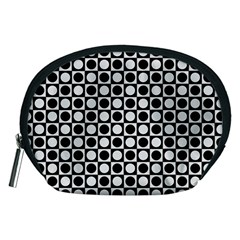 Modern Dots In Squares Mosaic Black White Accessory Pouches (medium)  by EDDArt