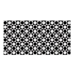 Modern Dots In Squares Mosaic Black White Satin Shawl by EDDArt