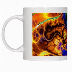 Abstract Fractal Batik Art Green Blue Brown White Mugs by EDDArt