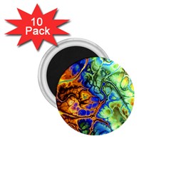 Abstract Fractal Batik Art Green Blue Brown 1 75  Magnets (10 Pack)  by EDDArt