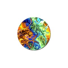 Abstract Fractal Batik Art Green Blue Brown Golf Ball Marker (4 Pack) by EDDArt