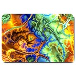 Abstract Fractal Batik Art Green Blue Brown Large Doormat  30 x20  Door Mat