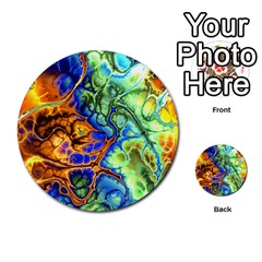 Abstract Fractal Batik Art Green Blue Brown Multi-purpose Cards (round) 