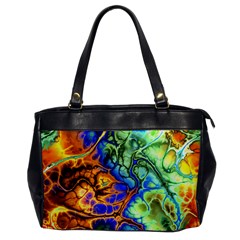 Abstract Fractal Batik Art Green Blue Brown Office Handbags by EDDArt