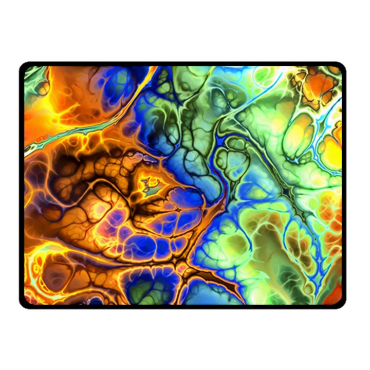 Abstract Fractal Batik Art Green Blue Brown Fleece Blanket (Small)