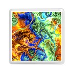 Abstract Fractal Batik Art Green Blue Brown Memory Card Reader (Square)  Front