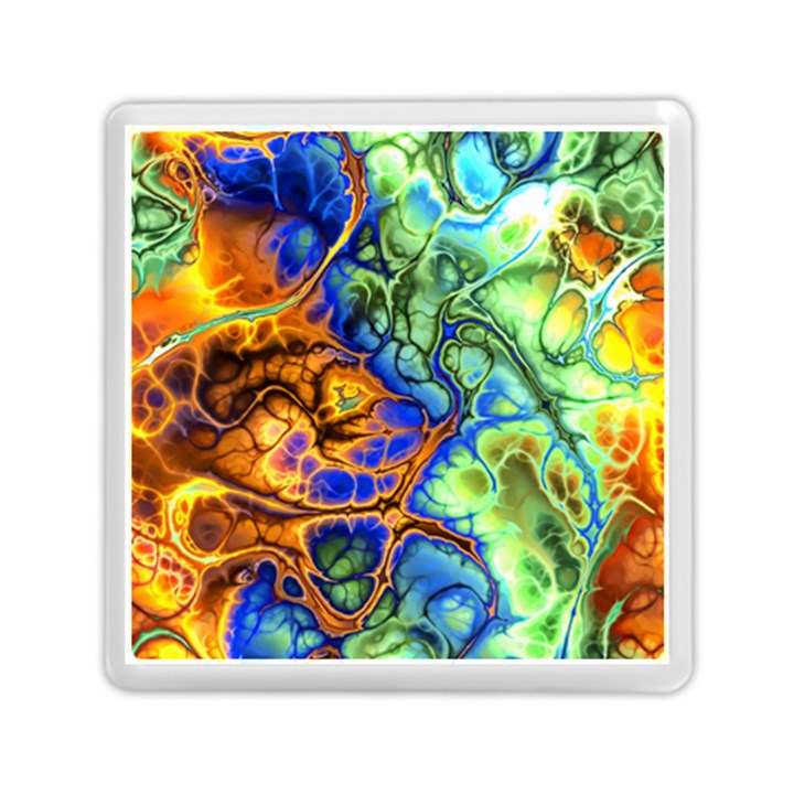 Abstract Fractal Batik Art Green Blue Brown Memory Card Reader (Square) 