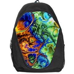 Abstract Fractal Batik Art Green Blue Brown Backpack Bag by EDDArt