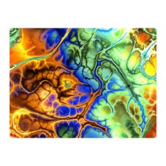 Abstract Fractal Batik Art Green Blue Brown Double Sided Flano Blanket (mini)  by EDDArt