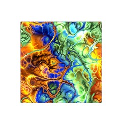 Abstract Fractal Batik Art Green Blue Brown Satin Bandana Scarf by EDDArt