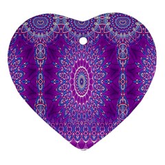 India Ornaments Mandala Pillar Blue Violet Ornament (heart)  by EDDArt