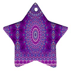 India Ornaments Mandala Pillar Blue Violet Ornament (star)  by EDDArt