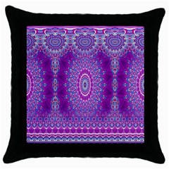 India Ornaments Mandala Pillar Blue Violet Throw Pillow Case (black) by EDDArt