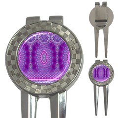 India Ornaments Mandala Pillar Blue Violet 3-in-1 Golf Divots by EDDArt