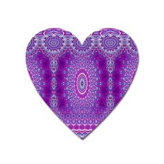 India Ornaments Mandala Pillar Blue Violet Heart Magnet by EDDArt