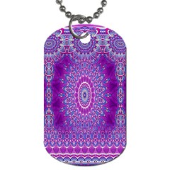 India Ornaments Mandala Pillar Blue Violet Dog Tag (one Side) by EDDArt