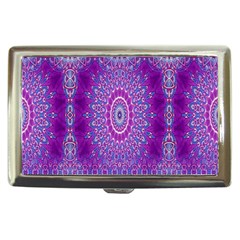 India Ornaments Mandala Pillar Blue Violet Cigarette Money Cases by EDDArt