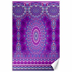 India Ornaments Mandala Pillar Blue Violet Canvas 12  X 18   by EDDArt