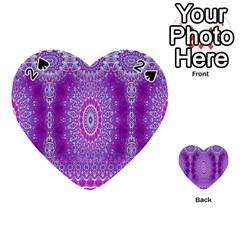 India Ornaments Mandala Pillar Blue Violet Playing Cards 54 (heart)  by EDDArt