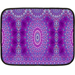 India Ornaments Mandala Pillar Blue Violet Double Sided Fleece Blanket (mini)  by EDDArt