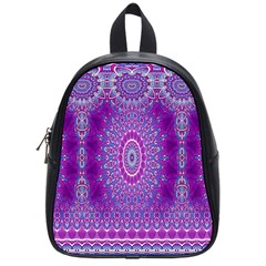 India Ornaments Mandala Pillar Blue Violet School Bags (small)  by EDDArt