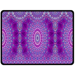 India Ornaments Mandala Pillar Blue Violet Fleece Blanket (large)  by EDDArt