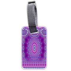 India Ornaments Mandala Pillar Blue Violet Luggage Tags (two Sides) by EDDArt