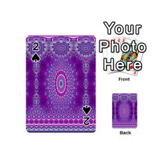 India Ornaments Mandala Pillar Blue Violet Playing Cards 54 (mini)  by EDDArt