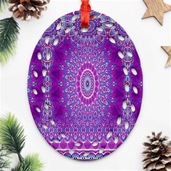 India Ornaments Mandala Pillar Blue Violet Ornament (oval Filigree)  by EDDArt