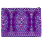 India Ornaments Mandala Pillar Blue Violet Cosmetic Bag (XXL)  Back