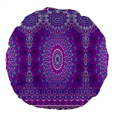 India Ornaments Mandala Pillar Blue Violet Large 18  Premium Round Cushions by EDDArt