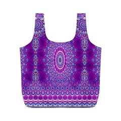 India Ornaments Mandala Pillar Blue Violet Full Print Recycle Bags (m) 