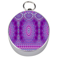 India Ornaments Mandala Pillar Blue Violet Silver Compasses by EDDArt