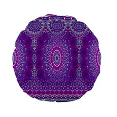 India Ornaments Mandala Pillar Blue Violet Standard 15  Premium Flano Round Cushions by EDDArt