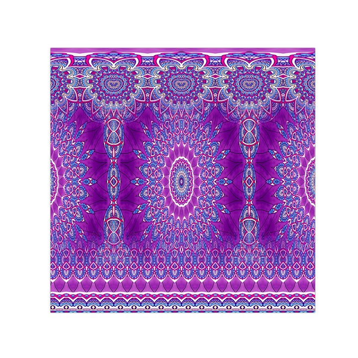 India Ornaments Mandala Pillar Blue Violet Small Satin Scarf (Square)